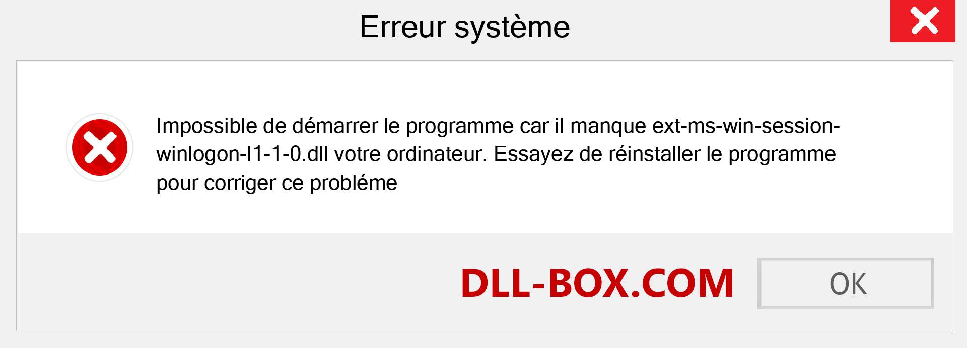 Le fichier ext-ms-win-session-winlogon-l1-1-0.dll est manquant ?. Télécharger pour Windows 7, 8, 10 - Correction de l'erreur manquante ext-ms-win-session-winlogon-l1-1-0 dll sur Windows, photos, images