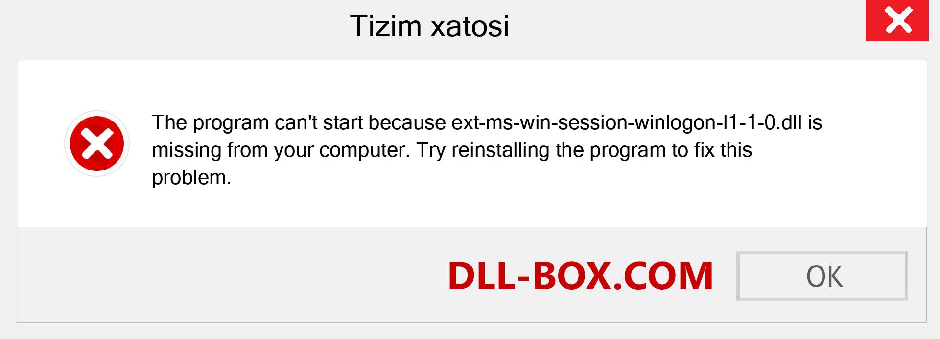 ext-ms-win-session-winlogon-l1-1-0.dll fayli yo'qolganmi?. Windows 7, 8, 10 uchun yuklab olish - Windowsda ext-ms-win-session-winlogon-l1-1-0 dll etishmayotgan xatoni tuzating, rasmlar, rasmlar